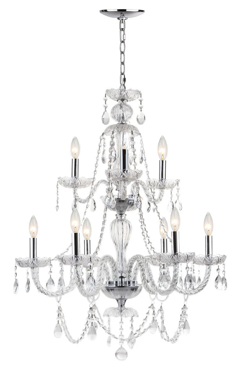 Safavieh Aura 9 Light 26-Inchdia Adjustable Beaded Chandelier - Chrome - Image 3
