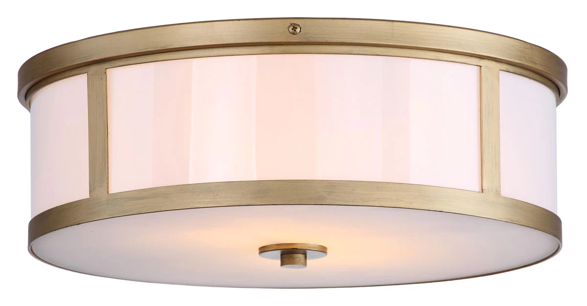 Safavieh Avery 2 Light Antique Gold 17-Inch Dia Drum Flush Mount - Antique Gold - Image 2