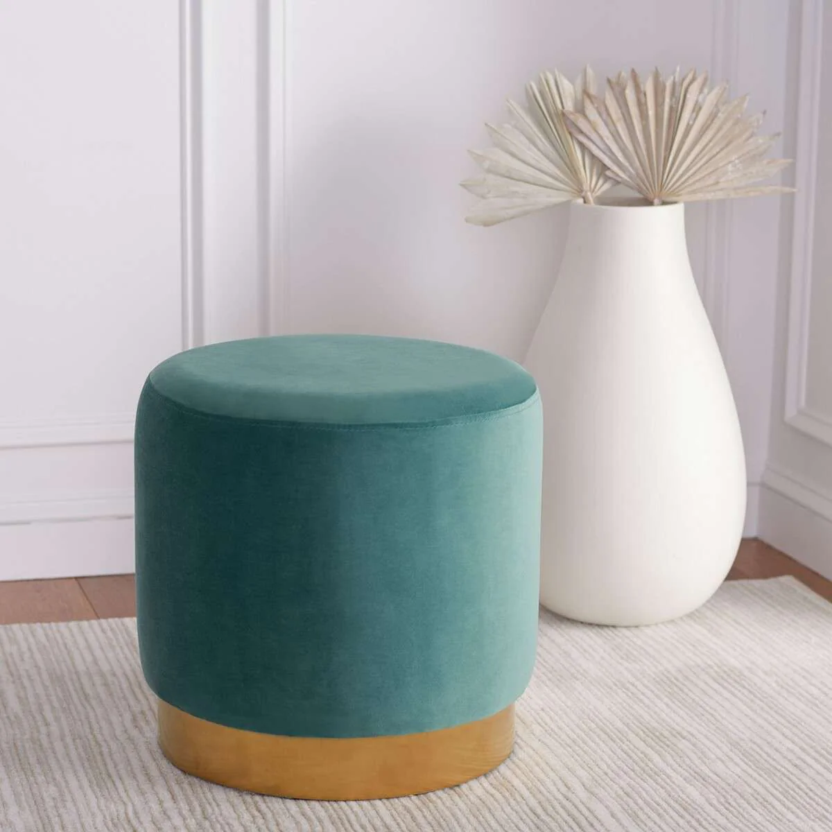 Safavieh Azai Round Ottoman - Seafoam - Image 4