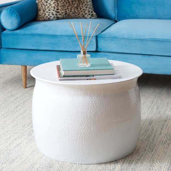 Safavieh Aztec Hammered Metal Table Stool - White - Image 4