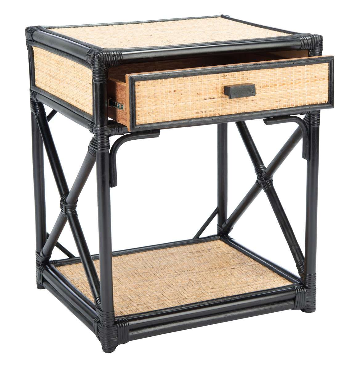 Safavieh Bali 1 Drawer 1 Shelf Nightstand - Black - Image 3