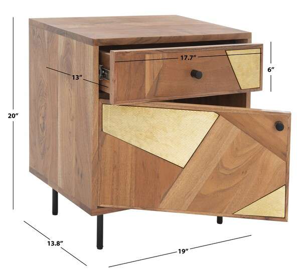 Safavieh Ballard 1 Drawer 1 Door Nightstand - Natural - Image 3