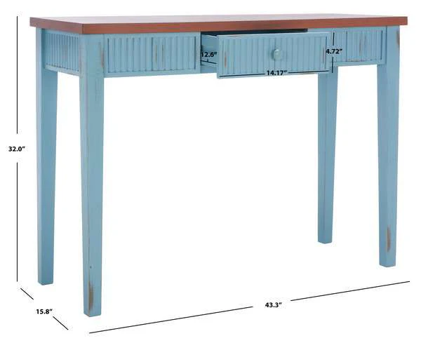 Safavieh Beale Console With Storage Drawer - Blue With Oak - Image 4