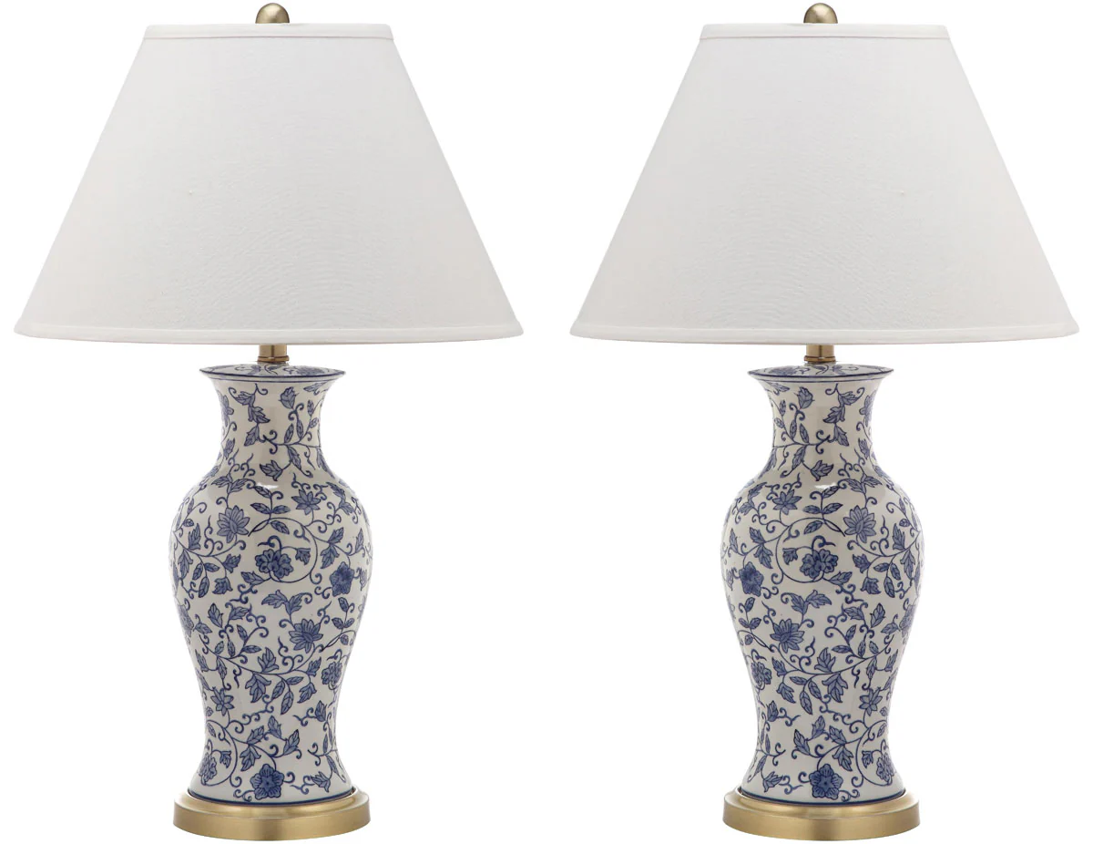 Safavieh Beijing 29-Inch H Floral Urn Lamp Set Of 2 - Blue - Image 2