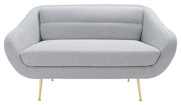Safavieh Belladonna Mid-Century Upholstered Loveseat - Light Gray - Image 2
