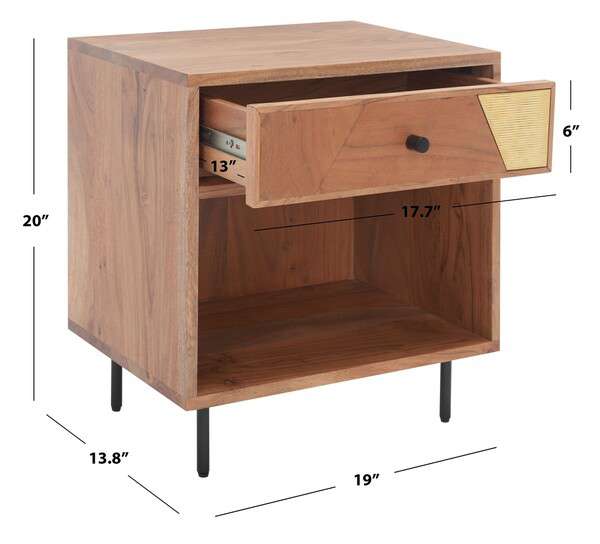 Safavieh Benford 1 Drawer Nighstand - Natural - Image 3