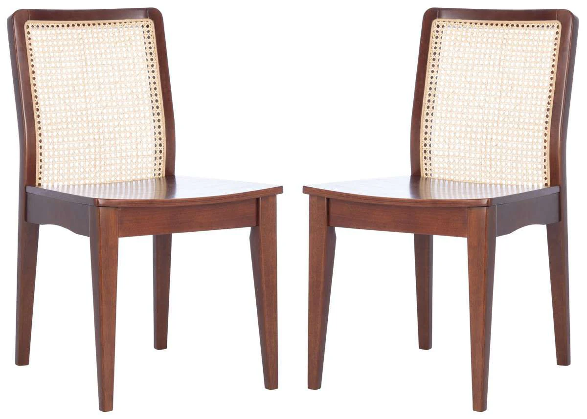 Safavieh Benicio Rattan Dining Chair Set Of 2 - Dark Brown - Image 3