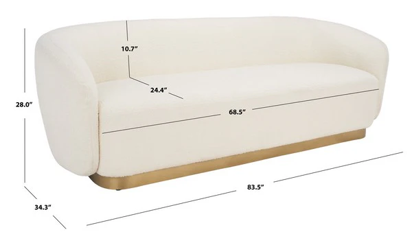 Safavieh Bernard Upholstered Fabric Sofa - Ivory - Image 3