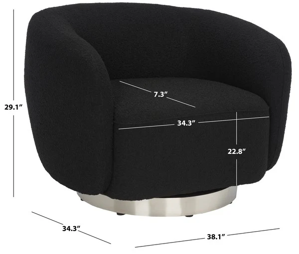 Safavieh Bernard Swivel Accent Chair - Black - Image 3
