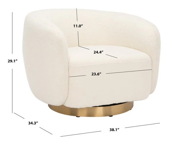 Safavieh Bernard Swivel Accent Chair - Ivory - Image 3