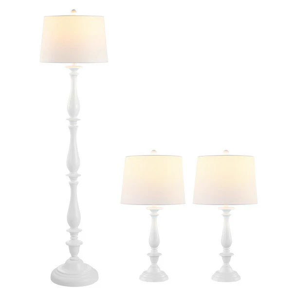 Safavieh Bessie Candlestick Floor And Table Lamp Set Set Of 2 - White - Image 2