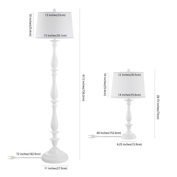 Safavieh Bessie Candlestick Floor And Table Lamp Set Set Of 2 - White - Image 3