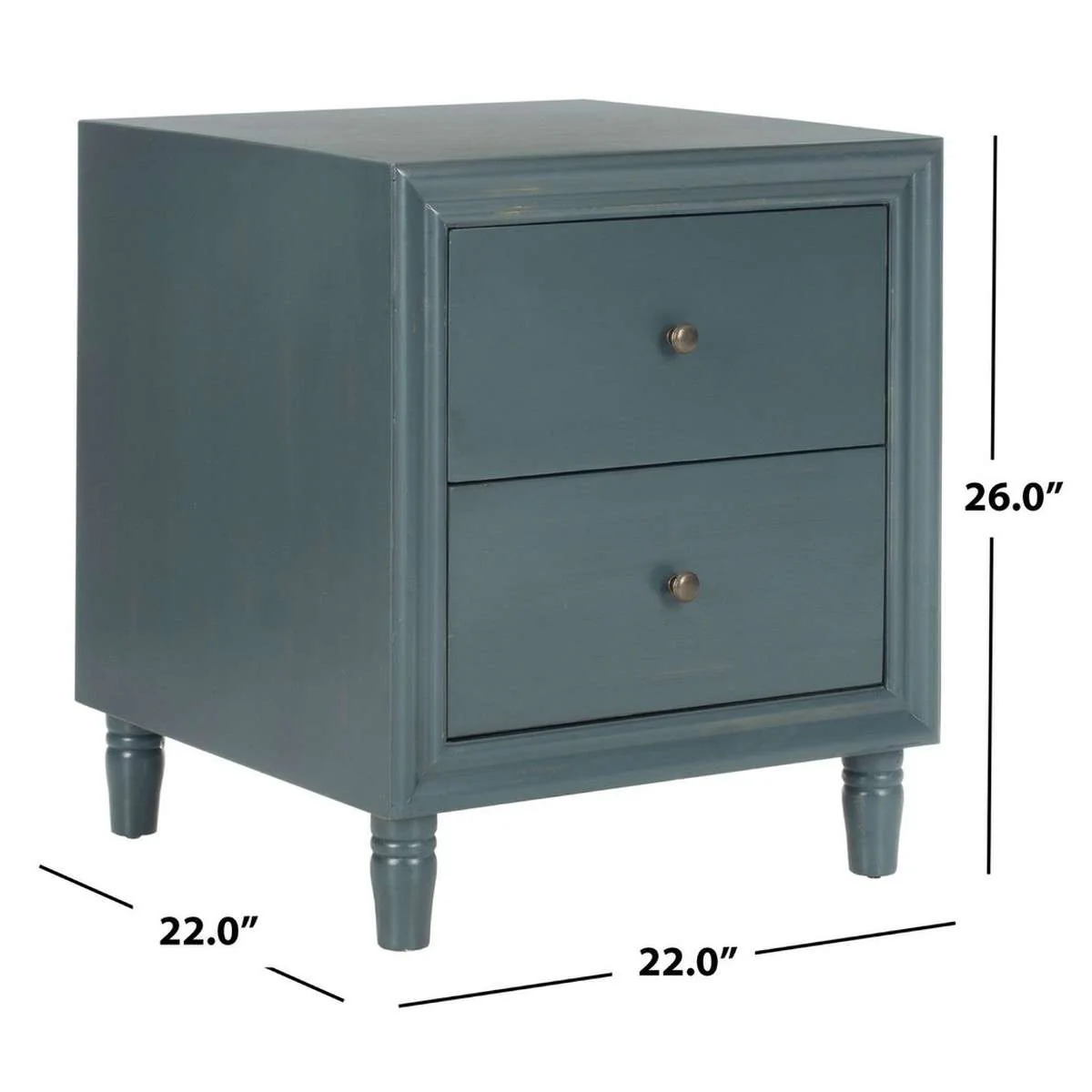 Safavieh Blaise Nightstand With Storage Drawers - Dark Teal - Image 3