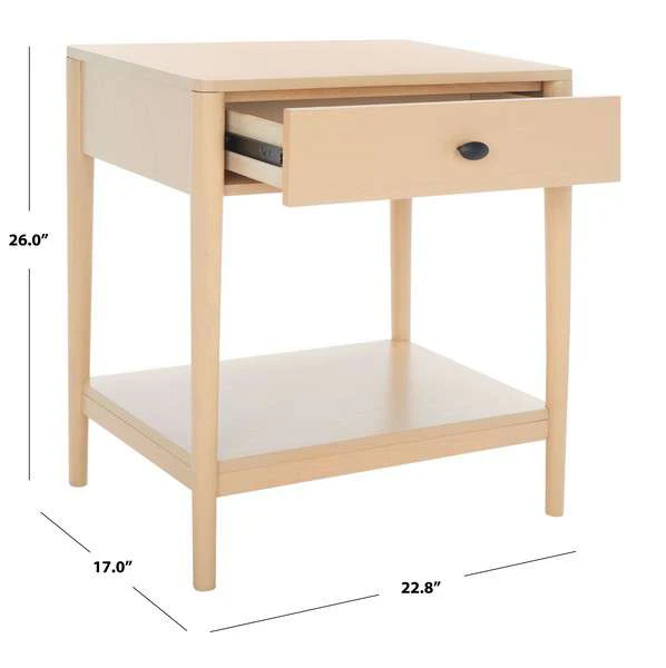 Safavieh Boden 1 Drawer Nightstand - White Wash - Image 4