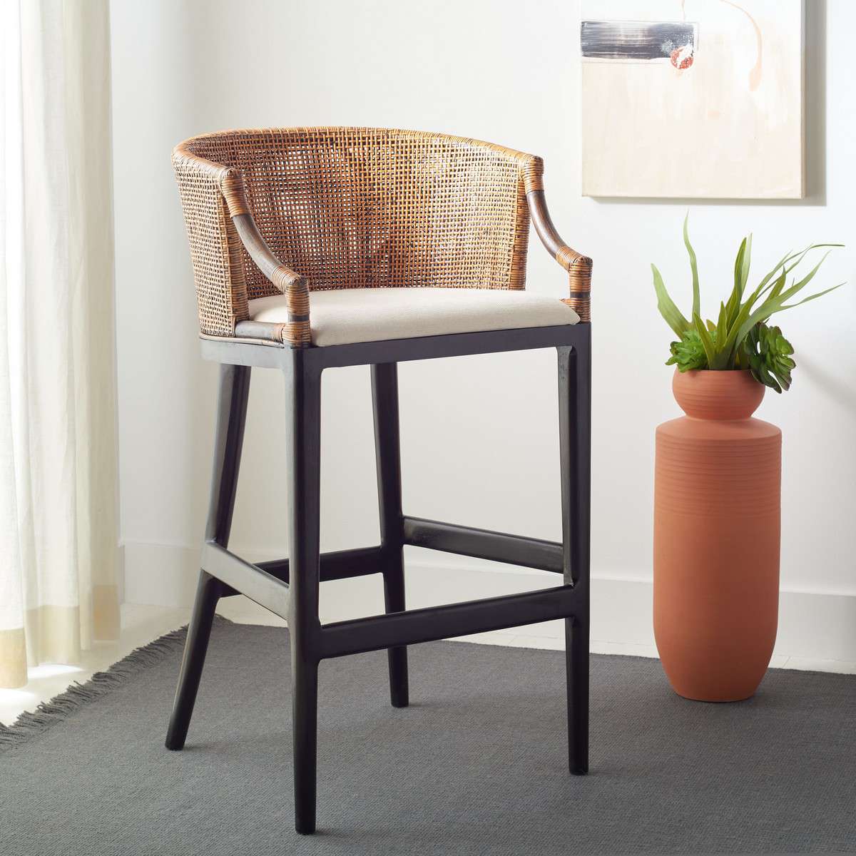 Safavieh Brando Bar Stool - Natural Wash - Image 4