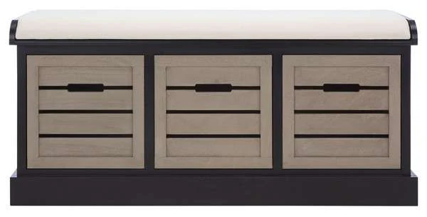 Safavieh Briar 3 Drawer Cushion Bench - Black Frame - Image 2