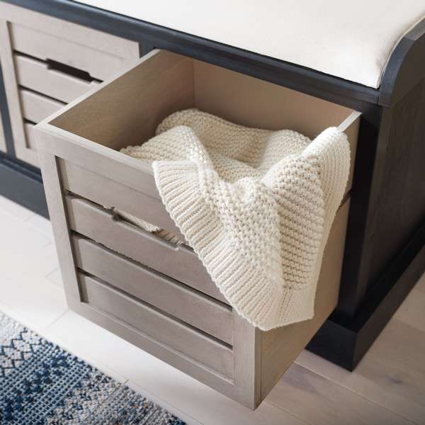 Safavieh Briar 3 Drawer Cushion Bench - Black Frame - Image 3