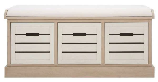 Safavieh Briar 3 Drawer Cushion Bench - Sand Frame - Image 2