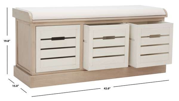 Safavieh Briar 3 Drawer Cushion Bench - Sand Frame - Image 4