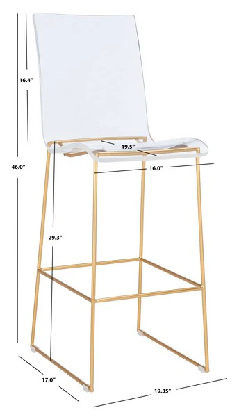 Safavieh Bryant Acrylic Barstool - Clear - Image 3