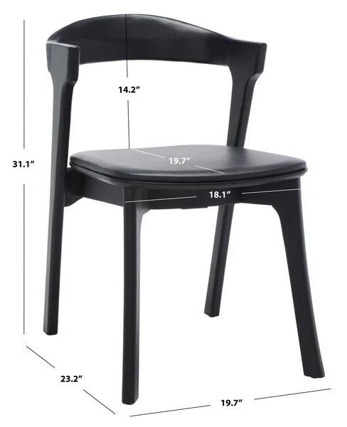 Safavieh Brylie Wood & Leather Chair Set Of 2 - Black - Image 3