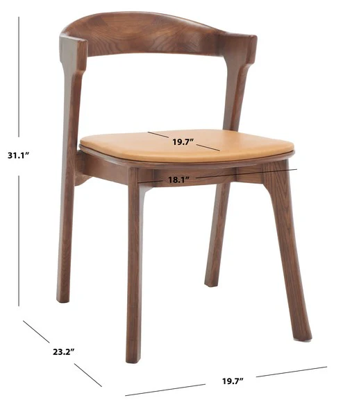 Safavieh Brylie Wood & Leather Chair Set Of 2 - Walnut - Image 3