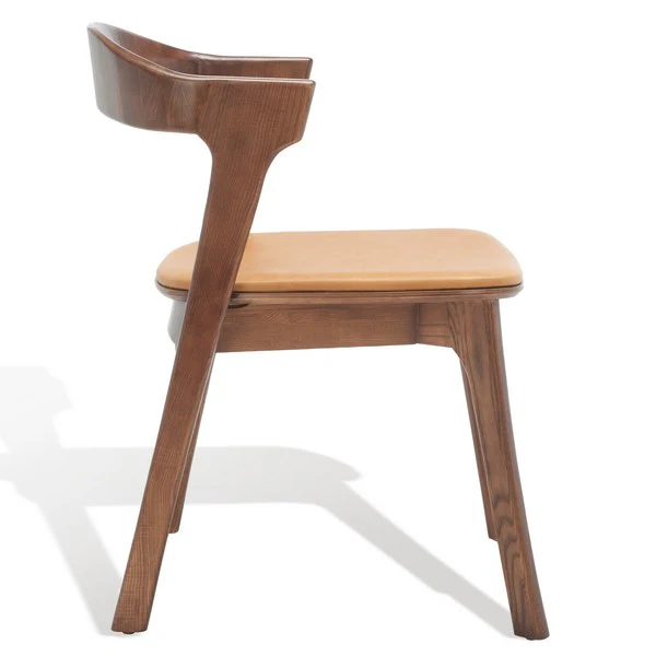 Safavieh Brylie Wood & Leather Chair Set Of 2 - Walnut - Image 5