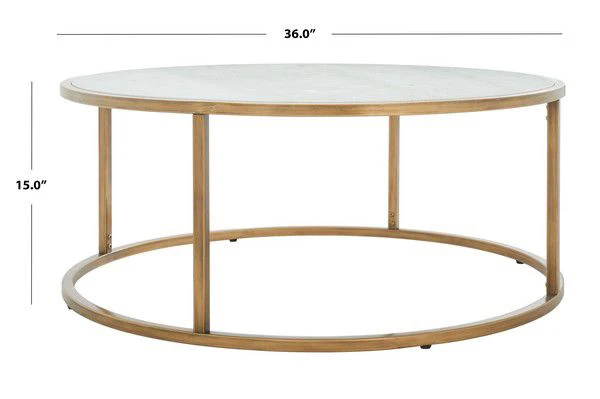 Safavieh Brynna Rd Marble Coffee Table - Bronze - Image 3