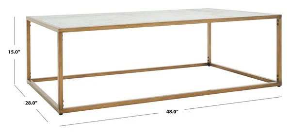 Safavieh Brynna Rect Marble Coffee Table - Bronze - Image 3
