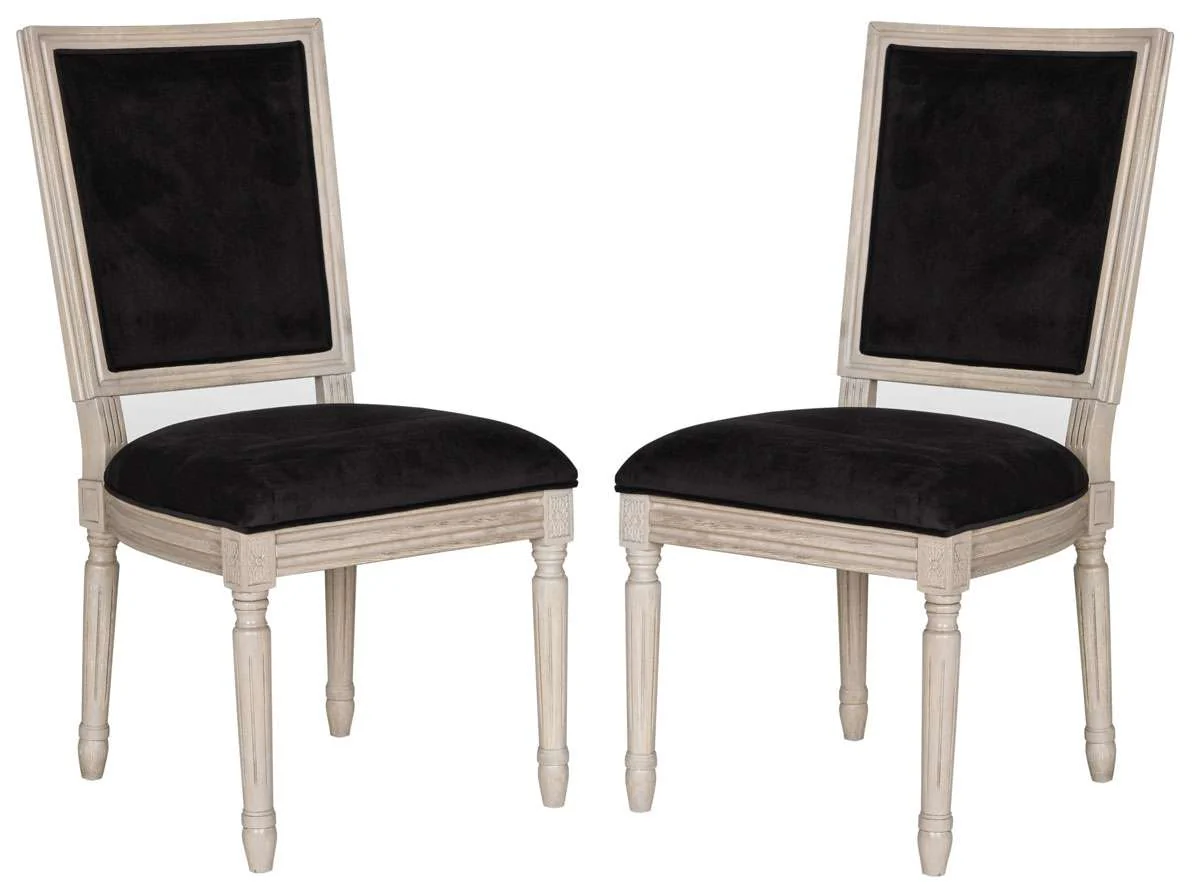Safavieh Buchanan 19''H French Brasserie Velvet Rect Side Chair Set Of 2 - Silver Nail Heads Set Of 2 - Black Velvet - Image 2