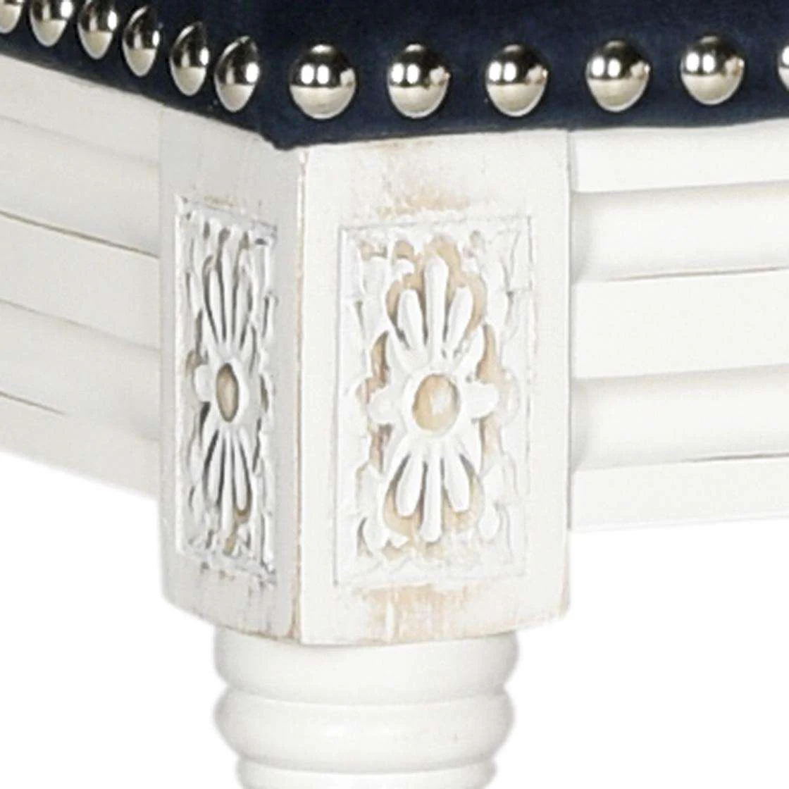 Safavieh Buchanan 19''H French Brasserie Velvet Rect Side Chair Set Of 2 - Silver Nail Heads Navy Velvet - Image 3
