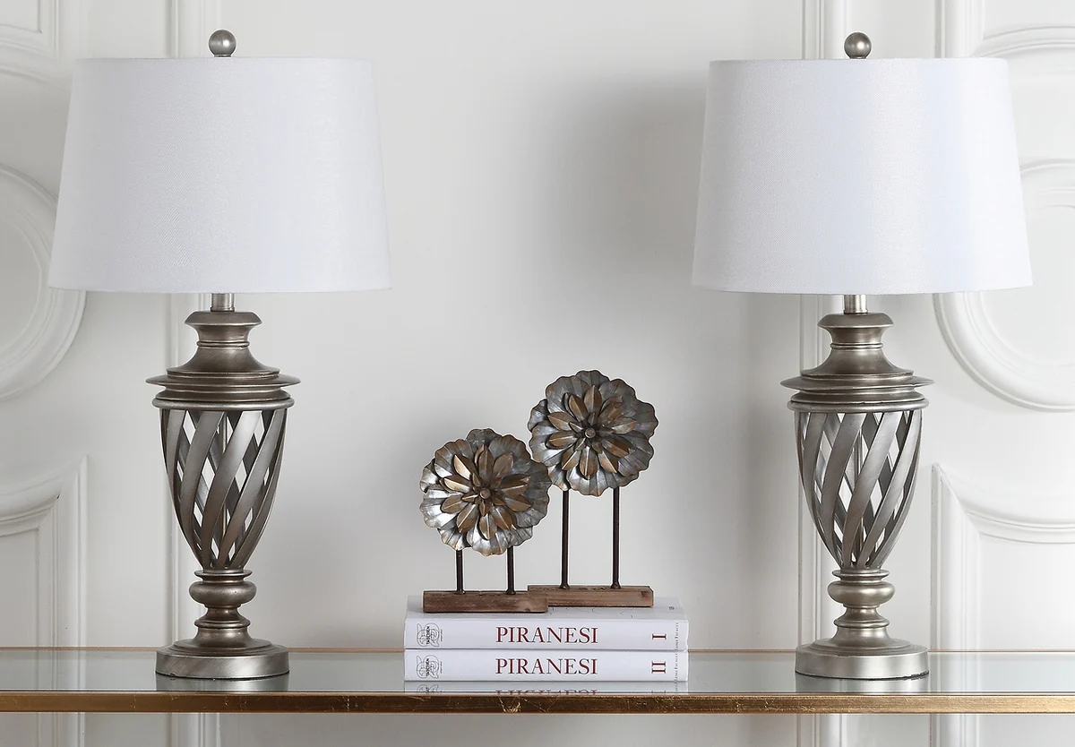 Safavieh Byron 28.5-Inch H Urn Table Lamp Set Of 2 - Antique Silver - Image 3