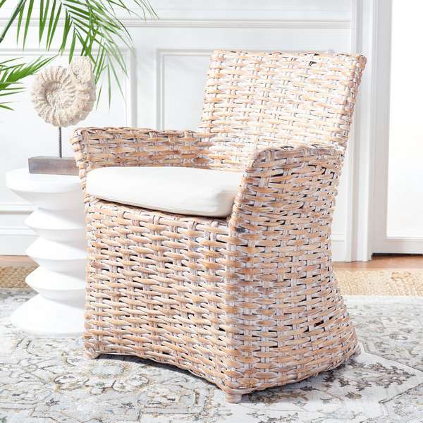 Safavieh Cabana Rattan Arm Chair - White Wash - Image 4