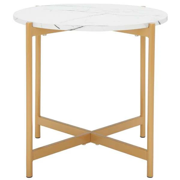 Safavieh Calina Accent Table - Faux White Marble - Image 2