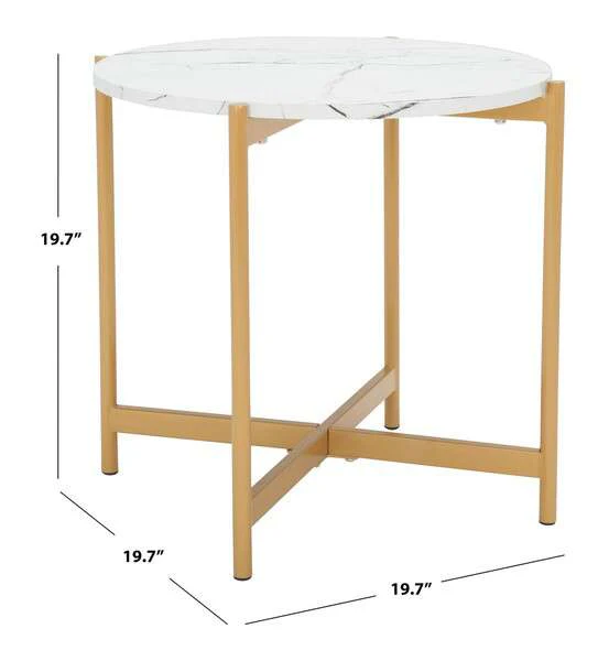 Safavieh Calina Accent Table - Faux White Marble - Image 4