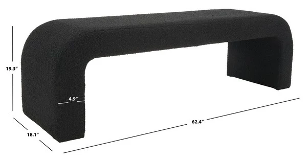 Safavieh Caralynn Upholstered Bench - Black - Image 5