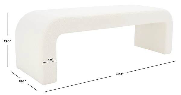 Safavieh Caralynn Upholstered Bench - Ivory - Image 3