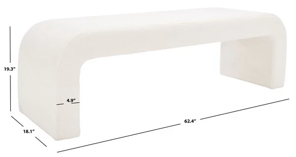 Safavieh Caralynn Upholstered Bench - White - Image 3