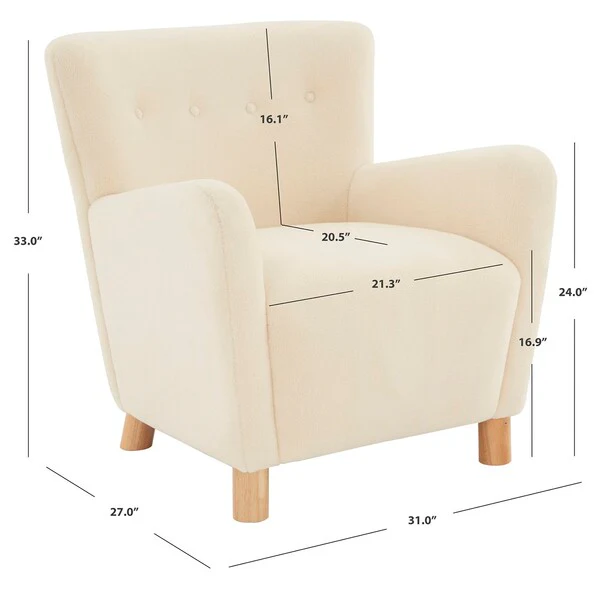 Safavieh Carey Faux Shearling Chair - Ivory - Image 3