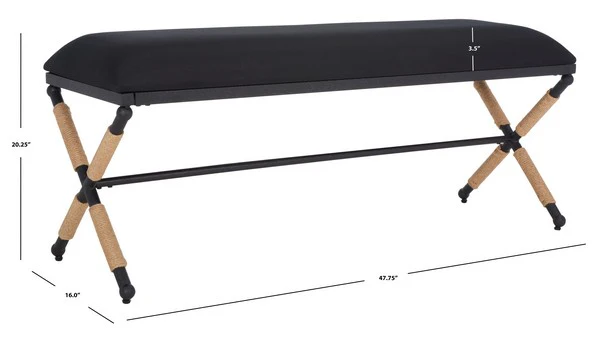 Safavieh Carmelo Hemp Wrapped Bench - Black - Image 3