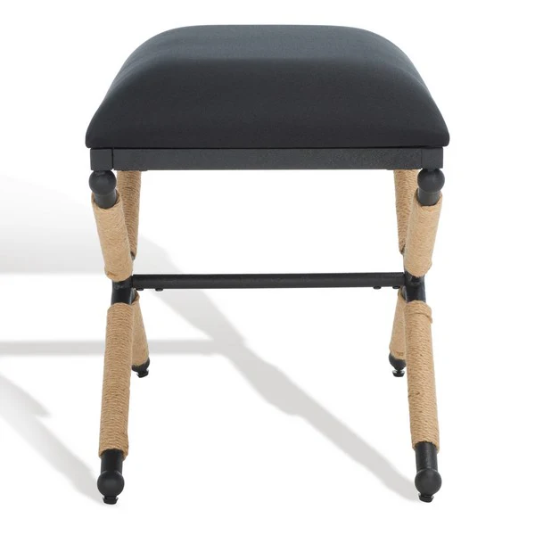 Safavieh Carmelo Hemp Wrapped Ottoman - Black - Image 2