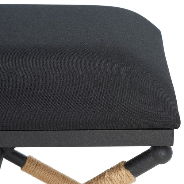 Safavieh Carmelo Hemp Wrapped Ottoman - Black - Image 4