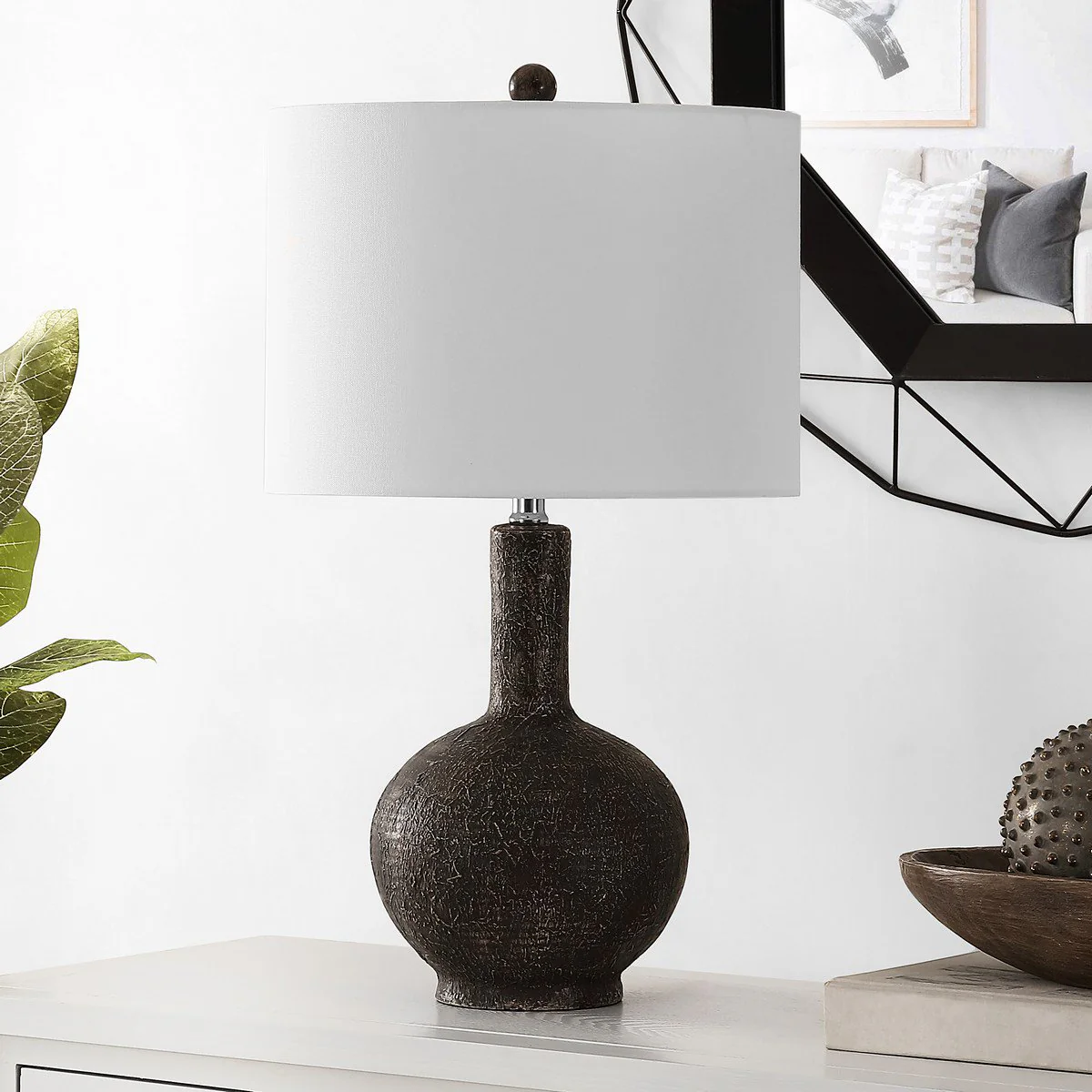 Safavieh Carser Resin Table Lamp - Dark Grey - Image 3