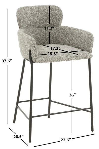 Safavieh Charlize Velvet Counter Stool - Light Gray - Image 5