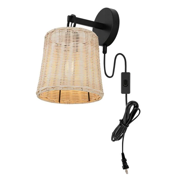 Safavieh Ciaran, 9.5 Inch, Natural/Black, Rattan/Iron Wall Sconce Set Of 2? Set Of 2 - Black - Image 3