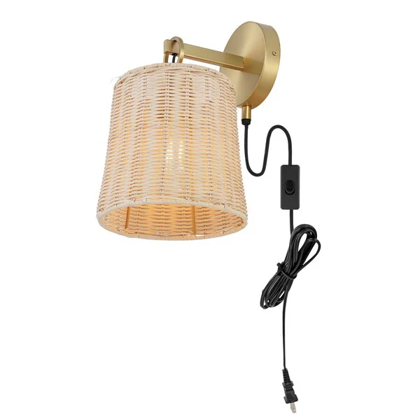 Safavieh Ciaran, 9.5 Inch, Natural/Brass, Rattan/Iron Wall Sconce Set Of 2? Set Of 2 - Brass - Image 3