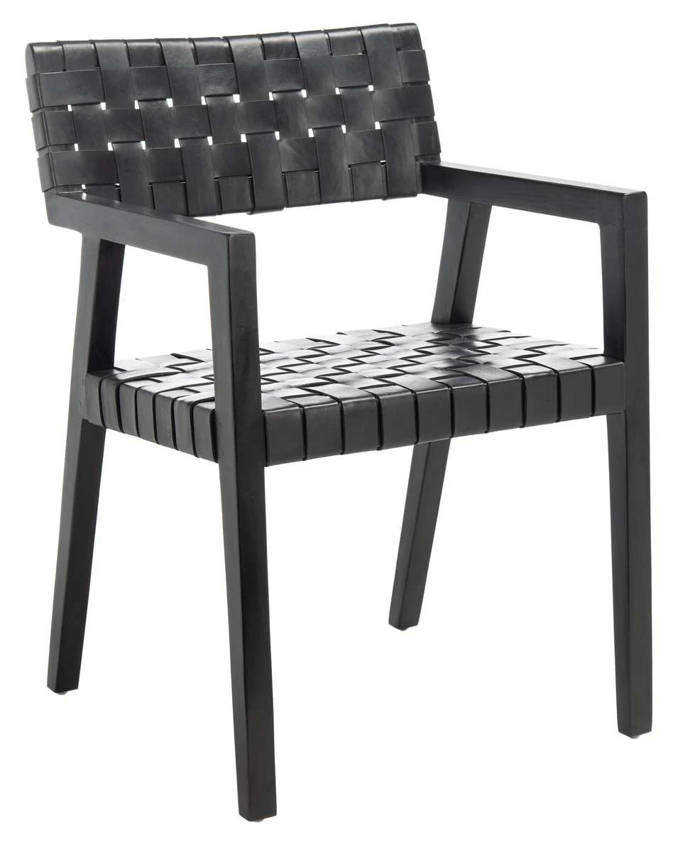 Safavieh Cire Leather Dining Chair - Black - Image 2