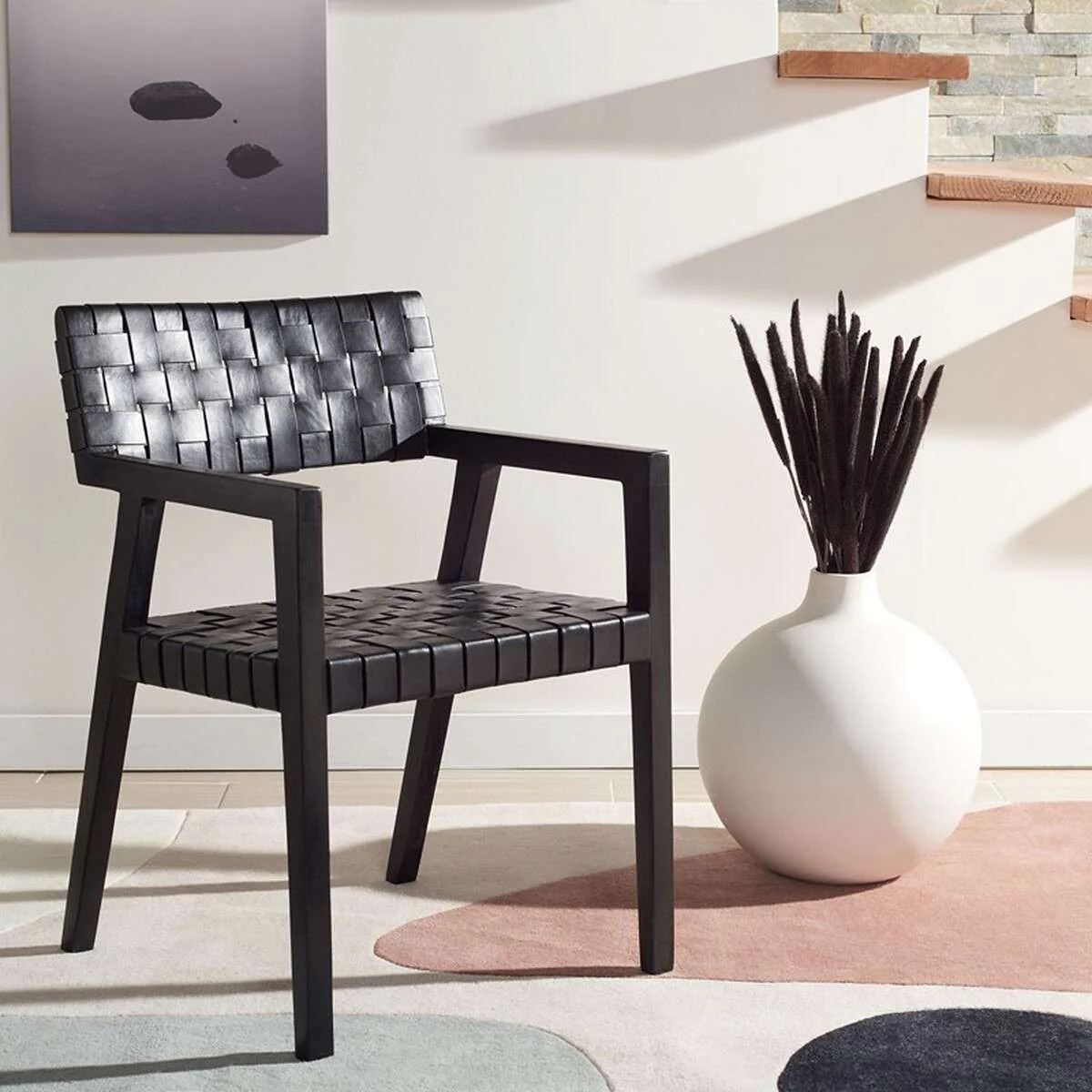 Safavieh Cire Leather Dining Chair - Black - Image 3