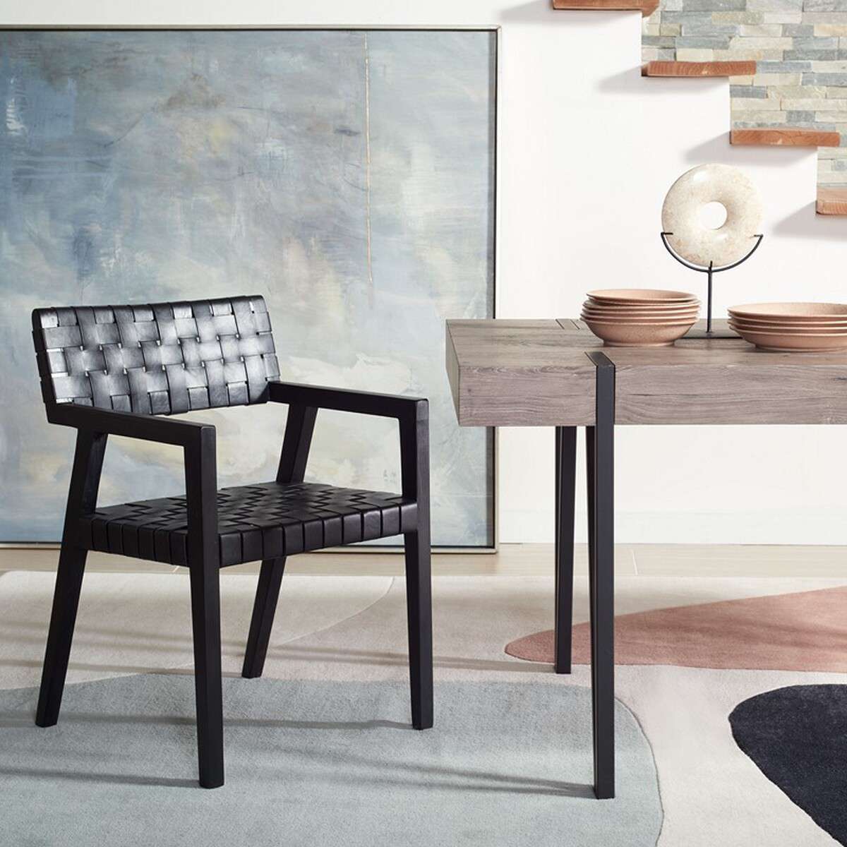 Safavieh Cire Leather Dining Chair - Black - Image 4
