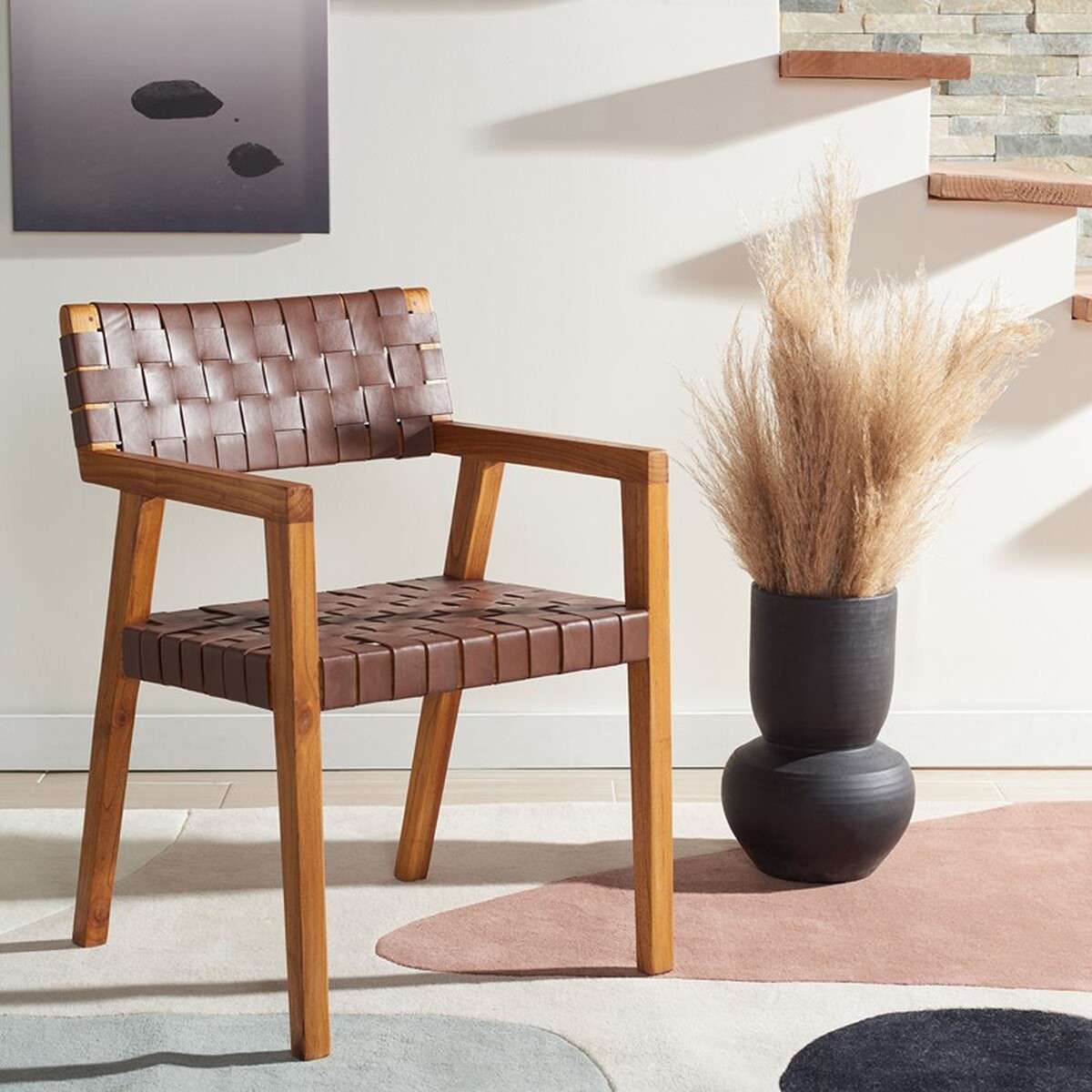 Safavieh Cire Leather Dining Chair - Cognac - Image 4